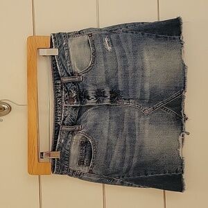 AMERICAN EAGLE OUTFITTERS size 4 distressed blue denim jean skirt